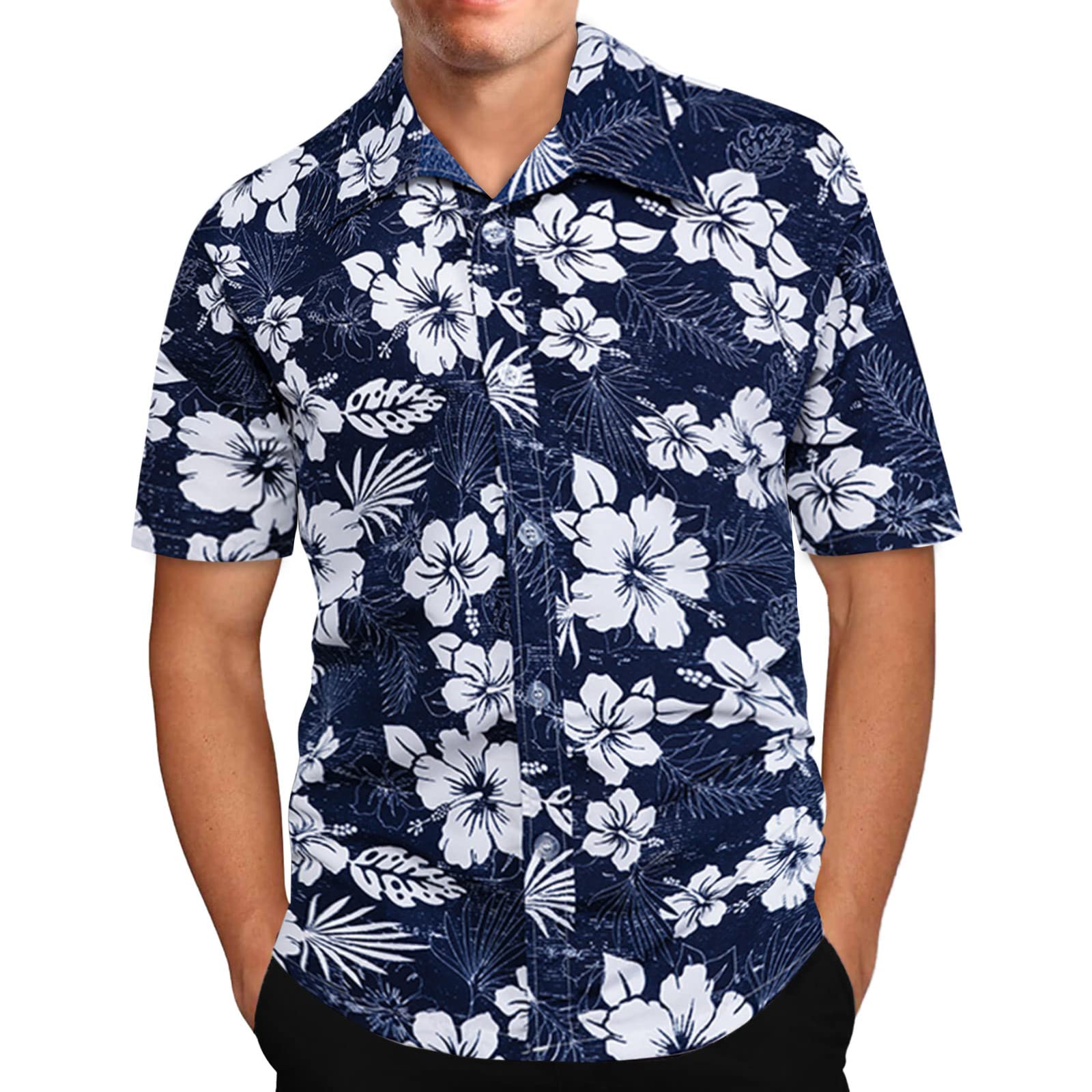 QWENTMTNTY Printed Men's Short Sleeve Button Down Shirt - Casual Loose Fit Collared Shirts for Spring & Summer - Perfect for Office, Dating & Outdoor Activities