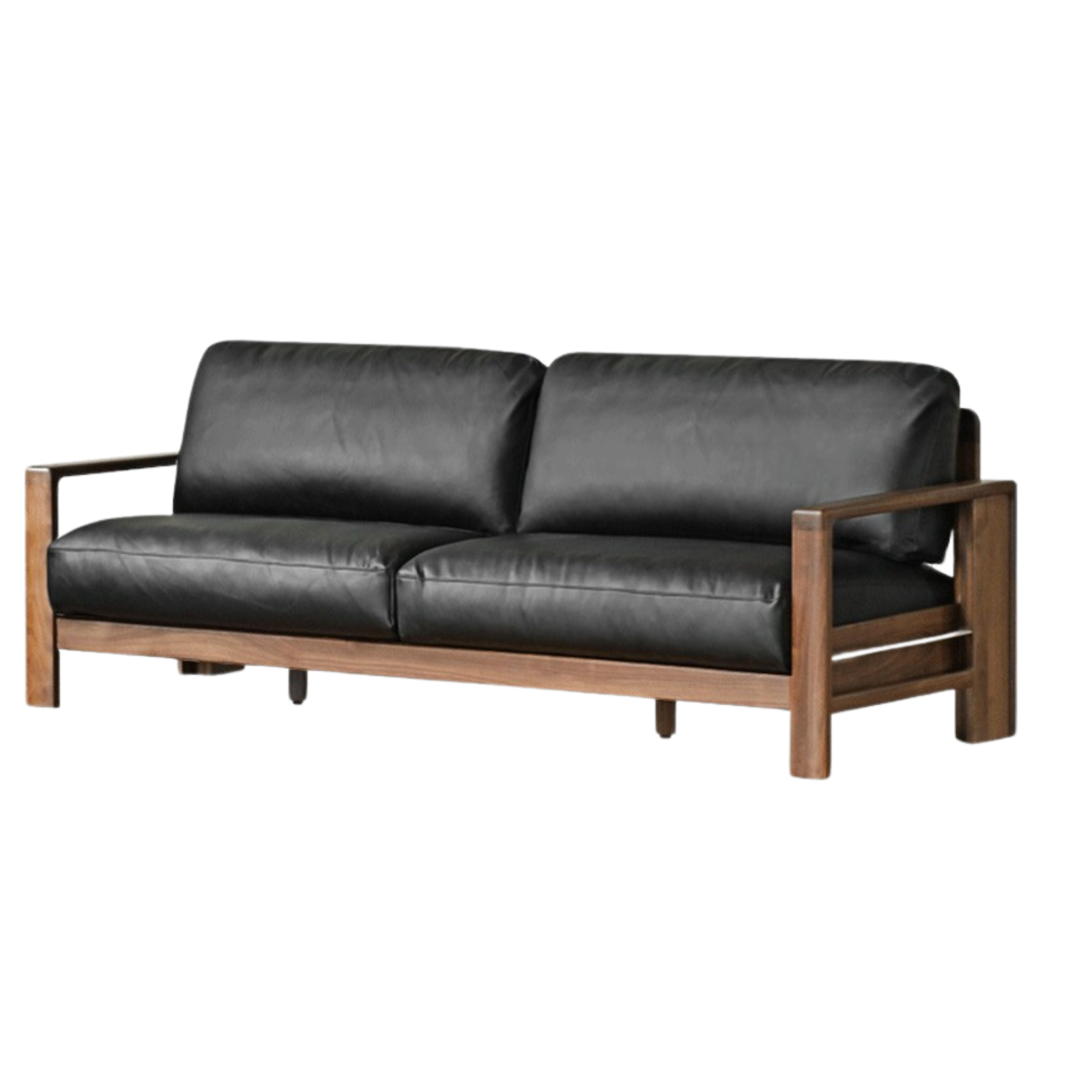 Black Walnut Solid Wood Modern Straight Sofa - Contemporary Fabric Upholstery for Living Room, Lounge & Office Spaces