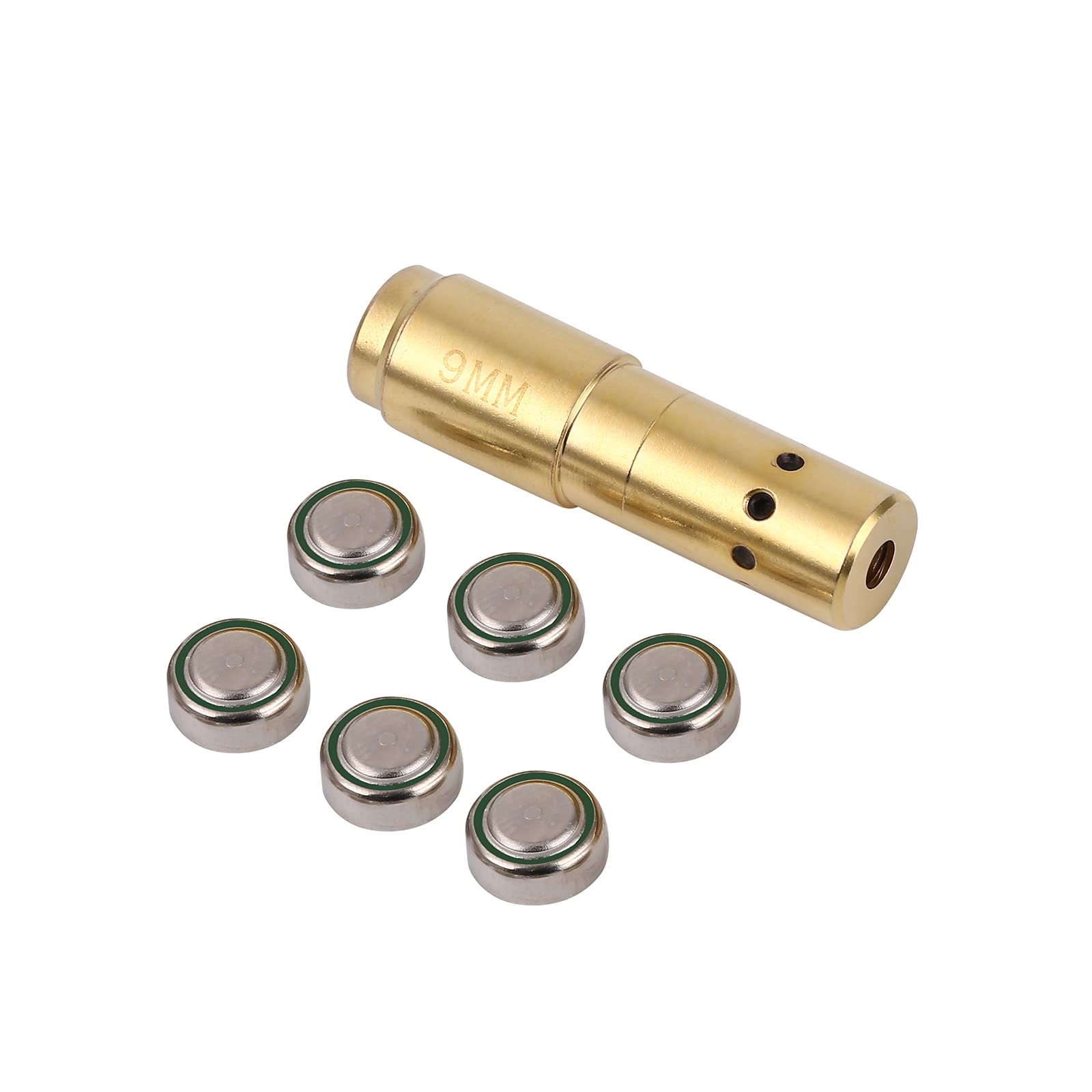 Uhuntvin 9mm Red Dot Boresighter Kit with 6 Batteries - Precision Laser Bore Sight for Pistols & Rifles | Perfect for Hunting, Target Practice & Firearm Zeroing