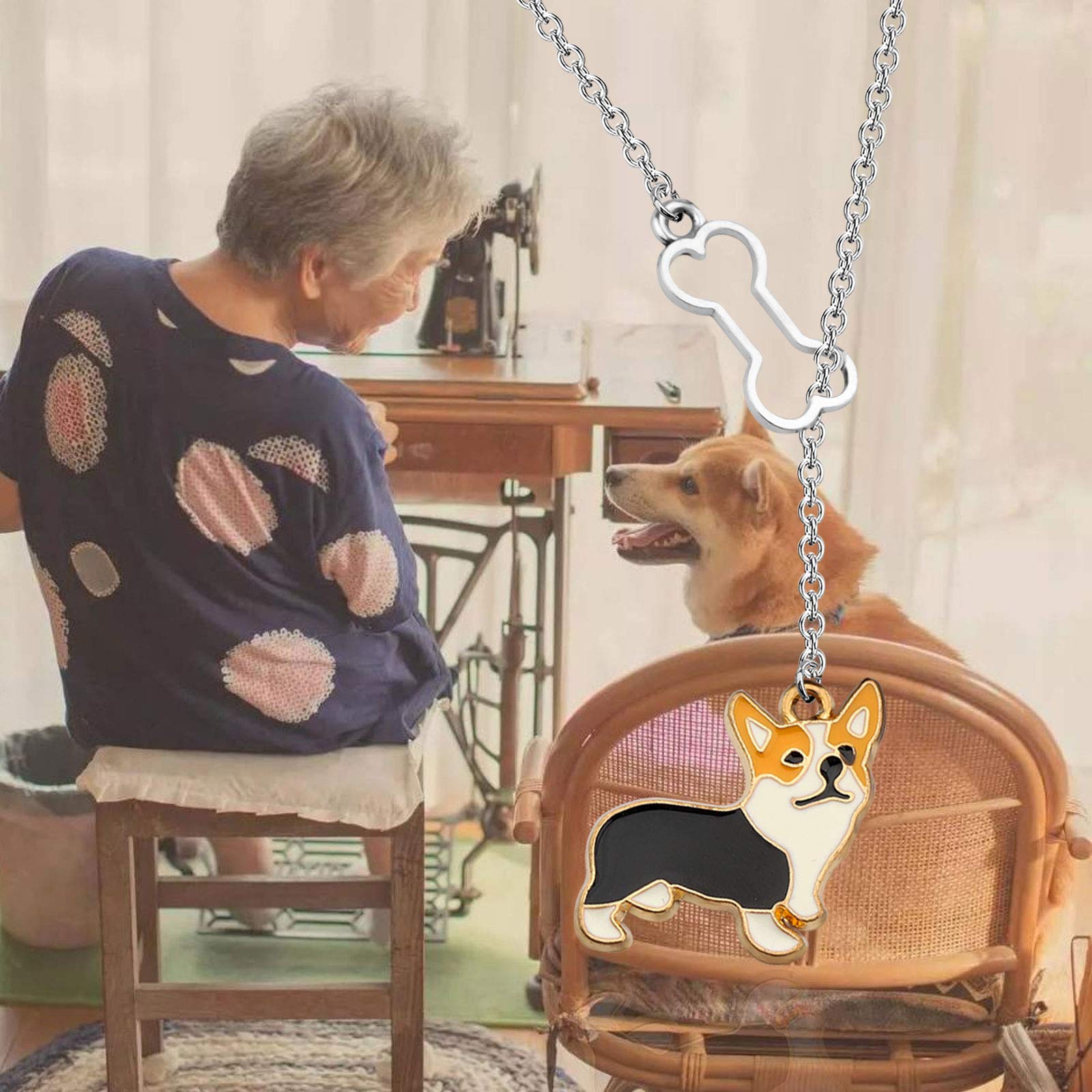 PLITI Sterling Silver Corgi Necklace for Women - Cute Dog Lover Jewelry Gift for Corgi Owners, Moms & Pet Sitters | Perfect Birthday, Christmas & Anniversary Present