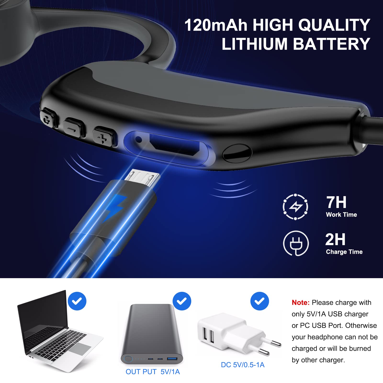 Best Bone Conduction Bluetooth Headphones - Open Ear Wireless Headset with Mic for Running, Cycling, Hiking & Yoga | Sweatproof & Comfortable for Outdoor Sports & Workouts