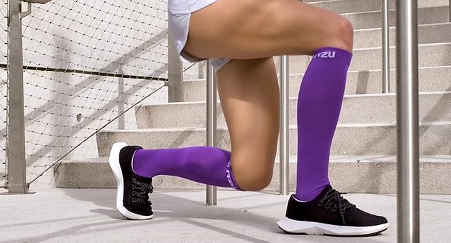 BLITZU Compression Socks for Women & Men - 20-30 mmHg Graduated Support Socks for Improved Circulation, Swelling Relief & Recovery - Best for Running, Travel, Nursing & Pregnancy (Black, Medium)