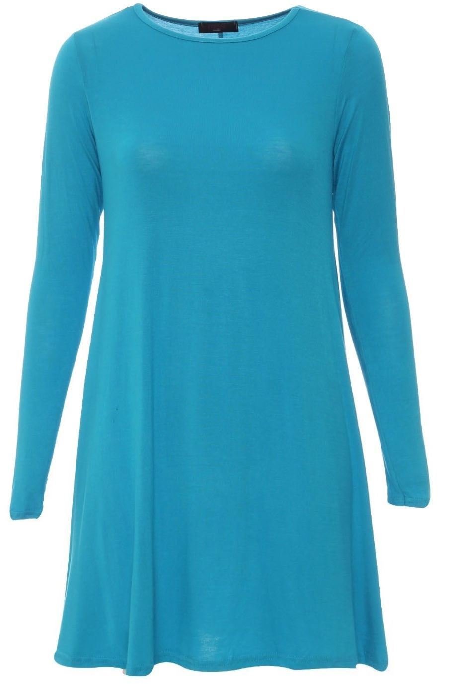 Forever Women's Plus Size Long Sleeve Swing Dress - Casual Plain Tunic Dress for Work, Church & Fall Outfits