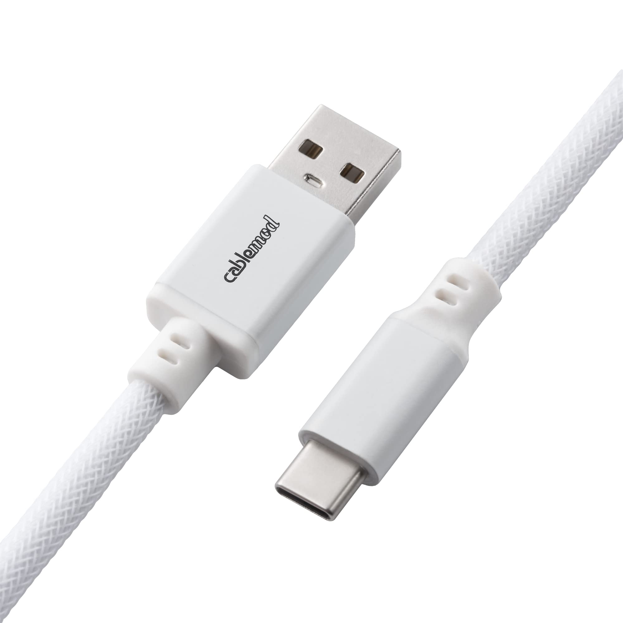 Premium Coiled USB-C to USB-A Keyboard Cable for Mechanical Keyboards - Glacier White | Compatible with CableMod | Perfect for Gaming, Typing & Office Work