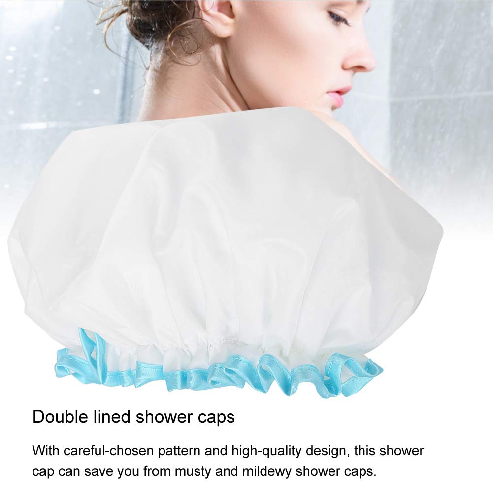 Hurrise Waterproof Shower Cap for Women - Extra Thick Double Layer Design with Elastic Band (31cm) - Perfect for Bathing, Hair Care & Salon Use