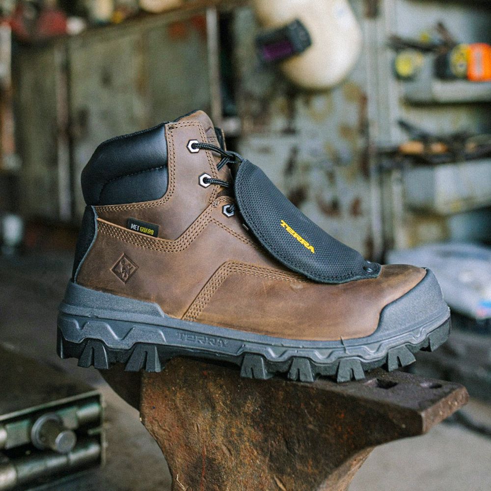 Terra Sentry 2020 Men's 6 Composite Toe Work Boot with External METGUARD TR0A4NRXBRN - Brown Safety Shoes for Construction, Warehouse & Outdoor Work