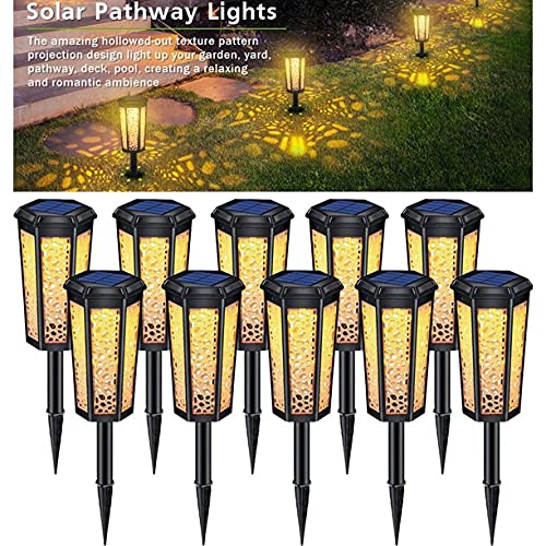 Solar Pathway Lights Outdoor Waterproof IP65 - 10 Pack LED Garden Lights Auto On/Off with 2 Brightness Modes for Walkway, Driveway, Patio, Yard, Lawn & Pool Area - Perfect for Landscape Lighting & Nighttime Safety