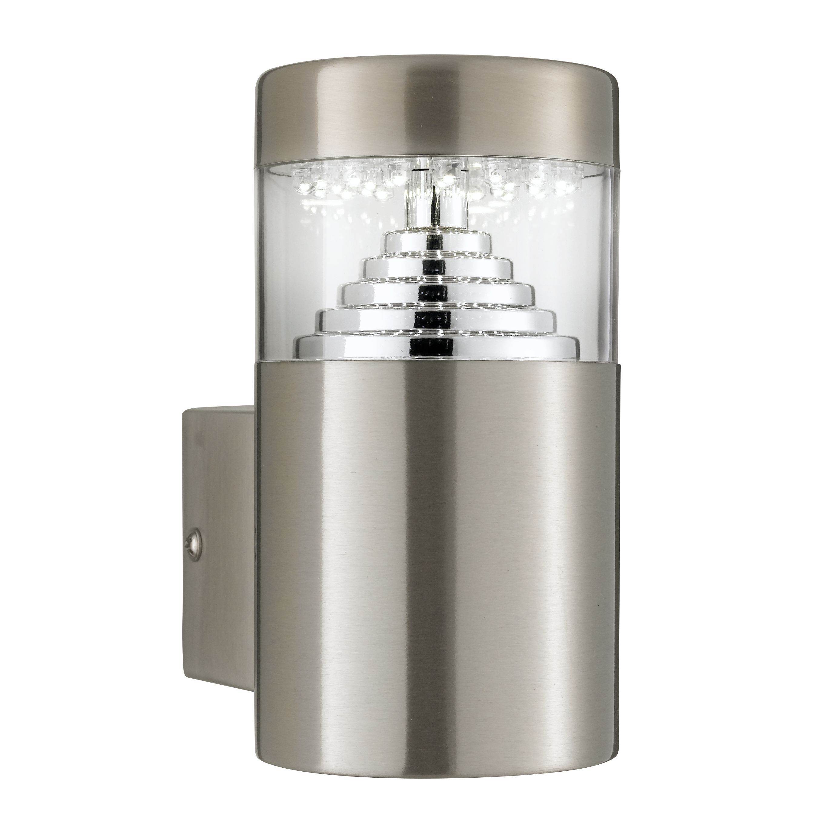 Stainless Steel IP44 30 LED Outdoor Wall Light with Clear Polycarbonate Diffuser - Waterproof Exterior Lighting for Patio, Garden, and Porch