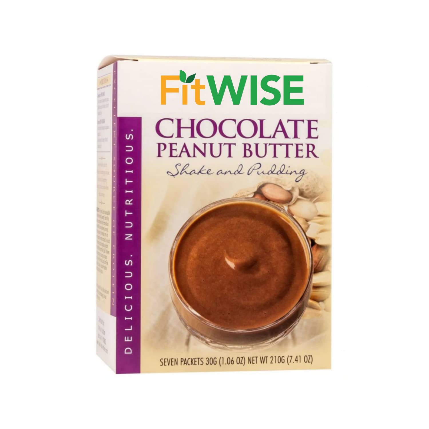 FITWISE Meal Replacement Pudding & Shake - Low Calorie Protein Snack, 15g Caseinate Protein, Aspartame Free, Low Fat, 7 Servings (Chocolate Peanut Butter Flavor) - Perfect for Weight Loss, Post-Workout Recovery & On-the-Go Nutrition
