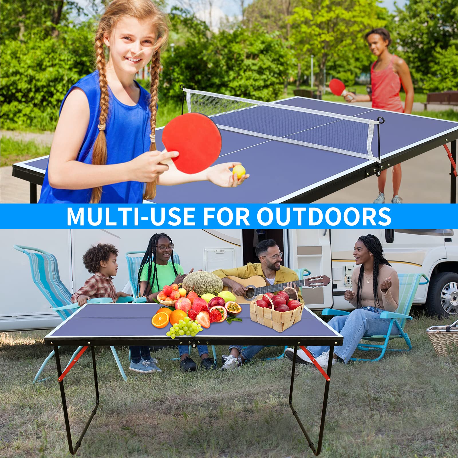 Foldable & Portable Ping Pong Table Set for Indoor & Outdoor Games - Professional Table Tennis Equipment for Home, Office, Backyard, and Gym Use