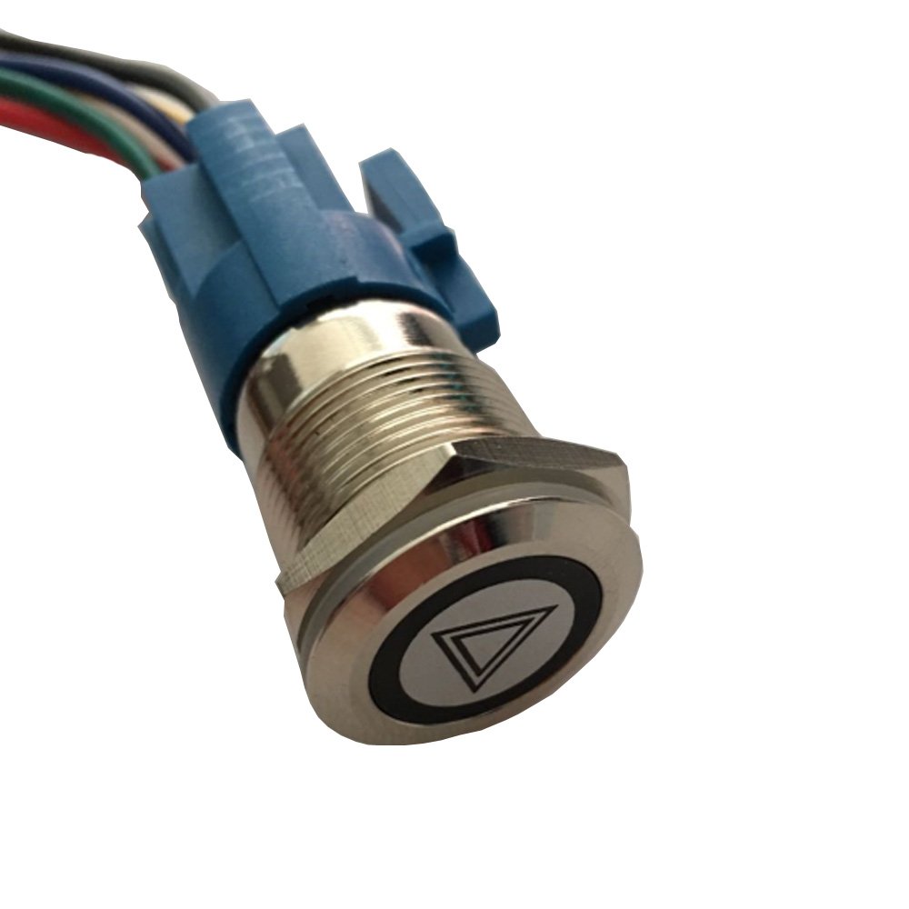 ESUPPORT 12V Blue LED Emergency Hazard Warning Toggle Switch - 19mm Metal Push Button for Car & Vehicle Safety Lights - Perfect for Emergency Vehicles, Off-Road Trucks & DIY Auto Projects