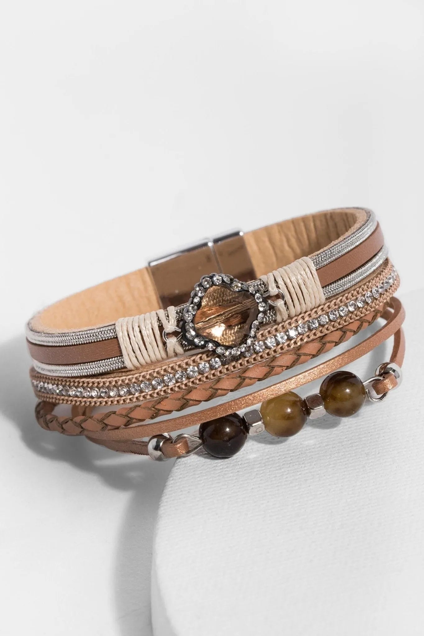 Elegant Crystal Beaded Leather Bracelet for Women - Boho Chic Handmade Jewelry Gift for Birthday, Anniversary & Special Occasions - Perfect for Parties, Weddings & Everyday Wear