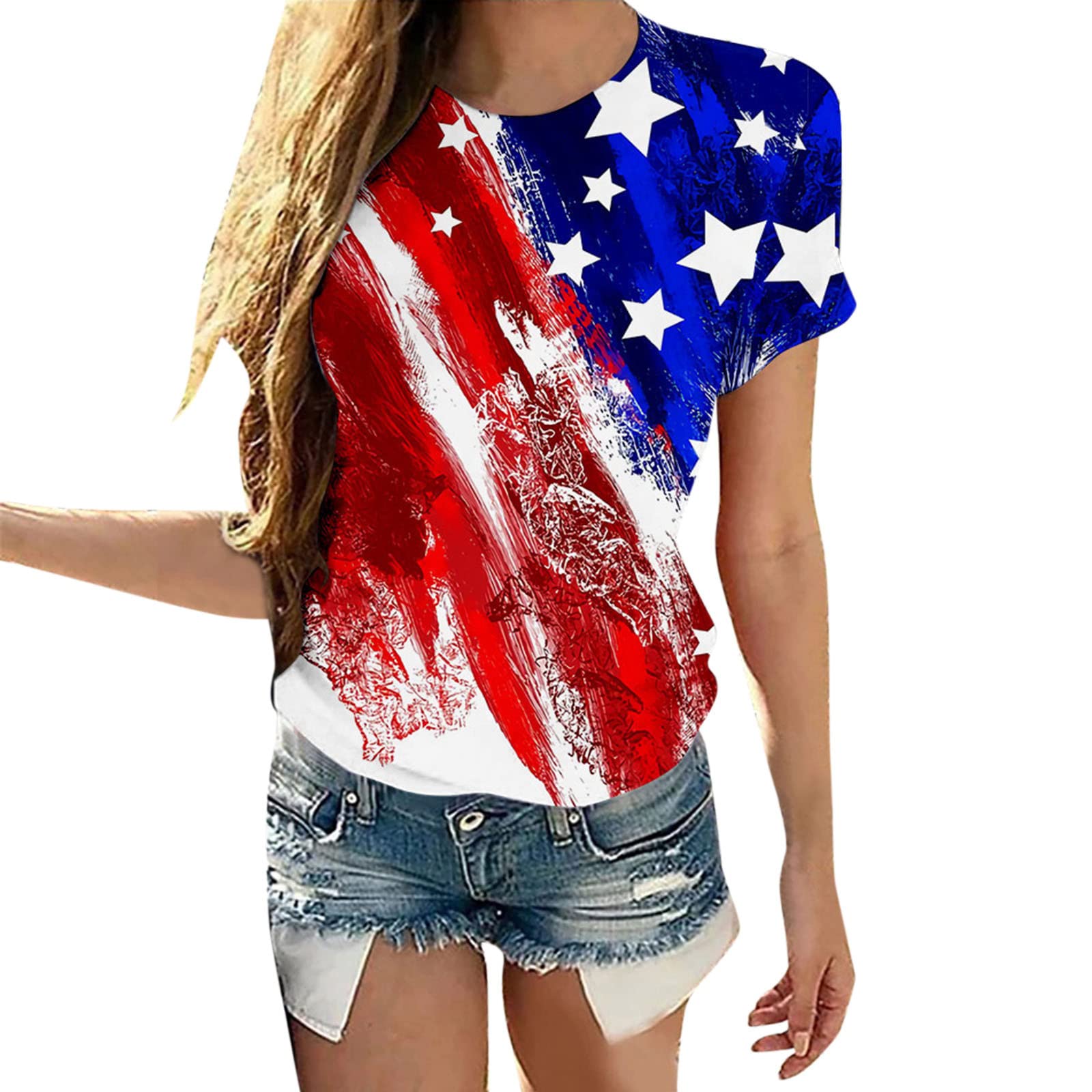 Women's Casual Summer Printed Round Neck T-Shirt - Flowy Tunic Blouse Top for Women | Perfect for Beach, Vacation & Everyday Wear