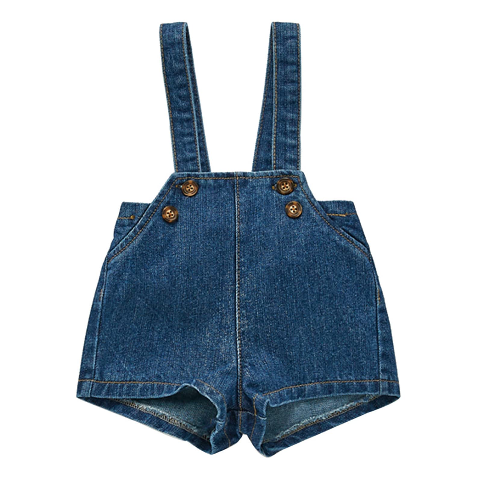 Alvivi Baby Denim Overalls for Girls & Boys - Adjustable Unisex Jean Shorts with Solid Colors - Perfect for Playtime, Daycare, and Casual Outings
