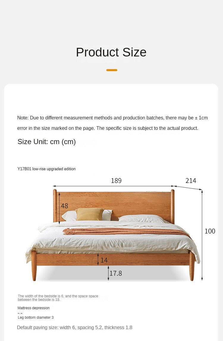 Solid Oak, Black Walnut & Cherry Wood Bed Frame - Handcrafted Queen Size Wooden Bed with Sturdy Slat Support - Perfect for Master Bedroom, Guest Room or Rustic Cabin Decor