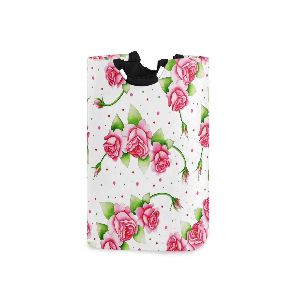 RunningBear Collapsible Laundry Hamper with Watercolor Valentine Flower Design - Large Capacity Washing Clothes Basket for Bathroom, Bedroom & Dorm Room - Perfect for Laundry Storage & Organization