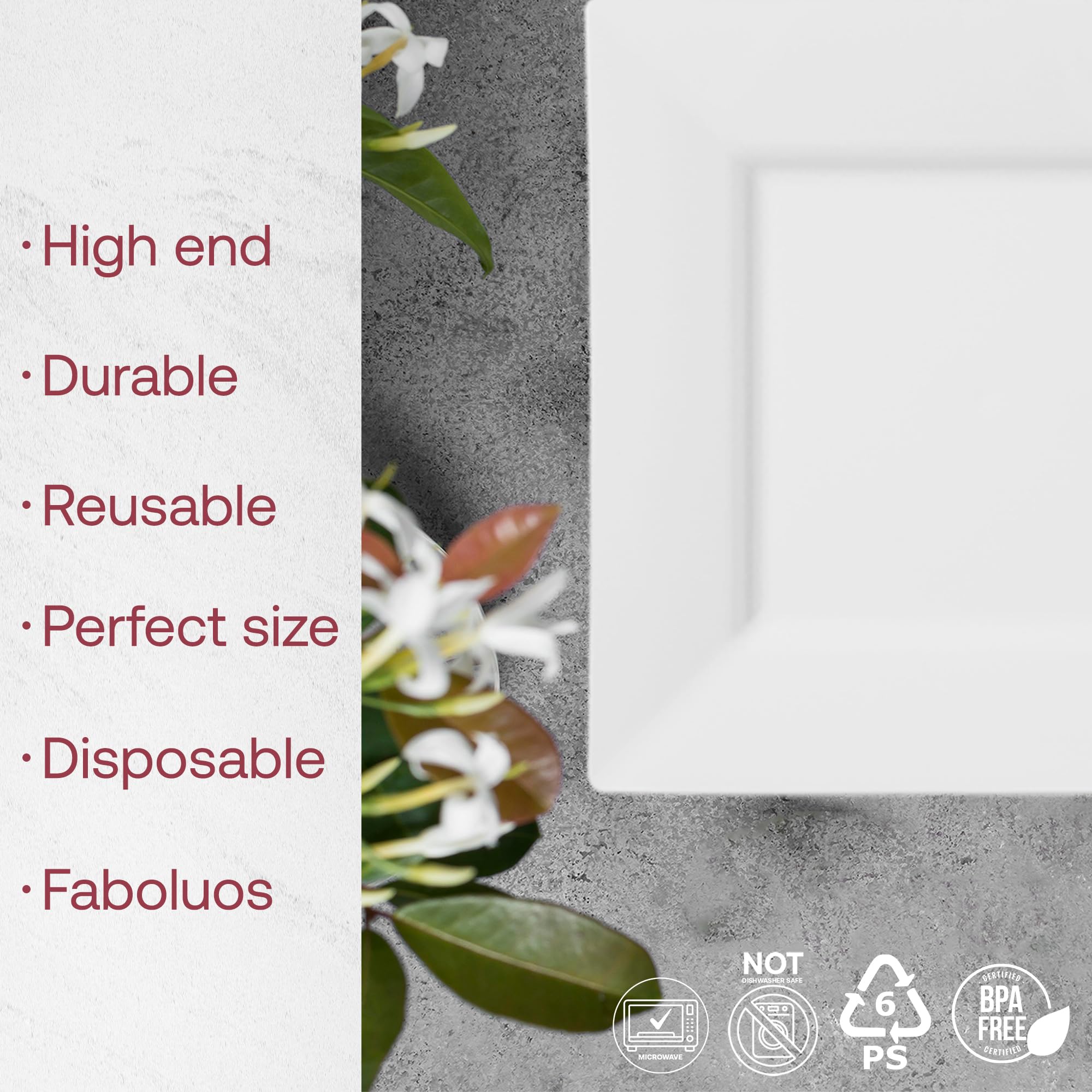 Smarty Had A Party 120-Pack Elegant Disposable Plastic Dinnerware Set - 10.25 Inch Heavy Duty White Square Plates for Weddings, Birthdays & Special Events - Durable Party Supplies for Catering, Picnics & Holiday Gatherings