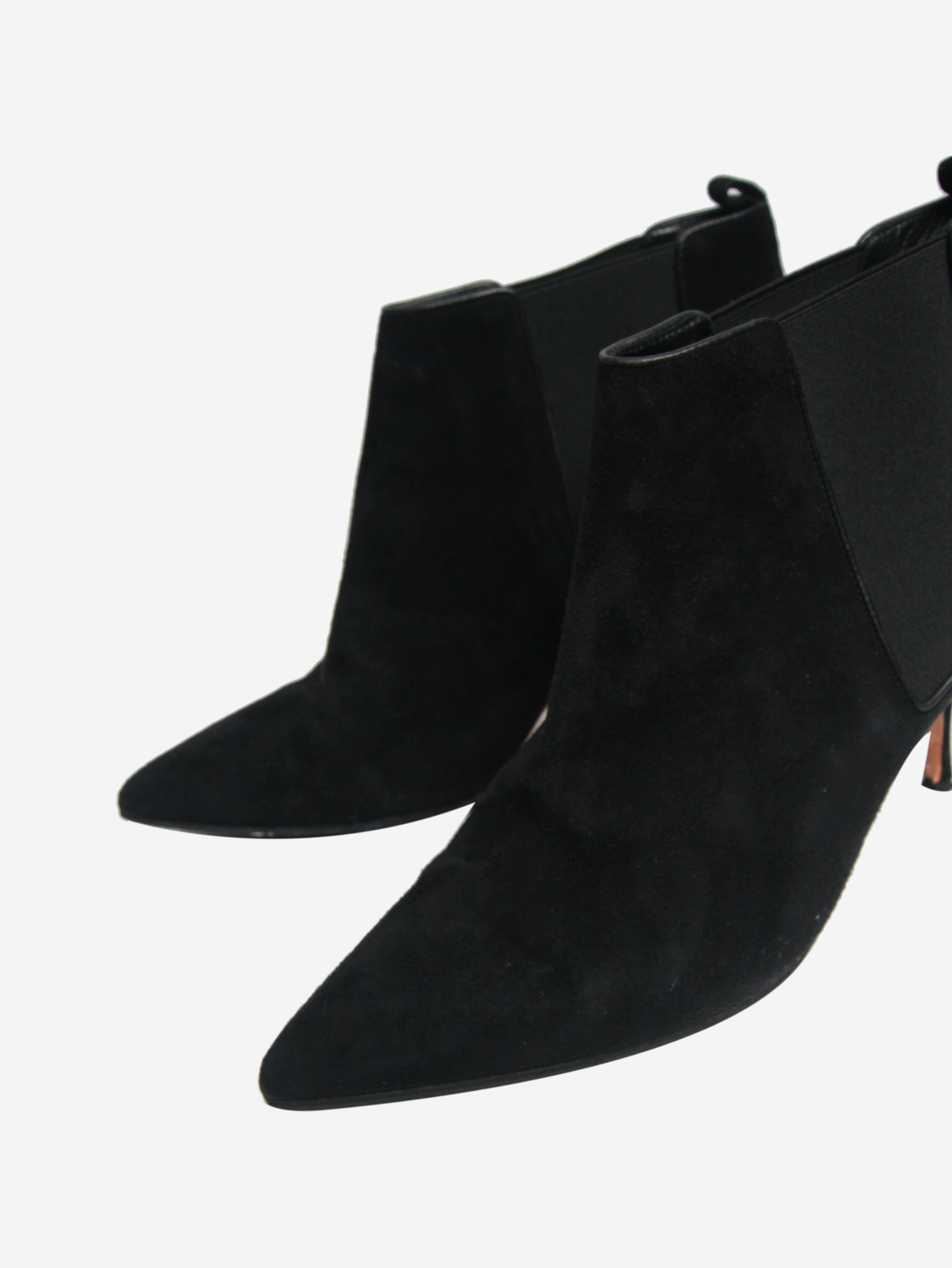 Stylish Black Suede Ankle Boots Women's Size 38.5 (US 7.5) - Comfortable Winter Fashion Booties for Casual Outfits & Office Wear