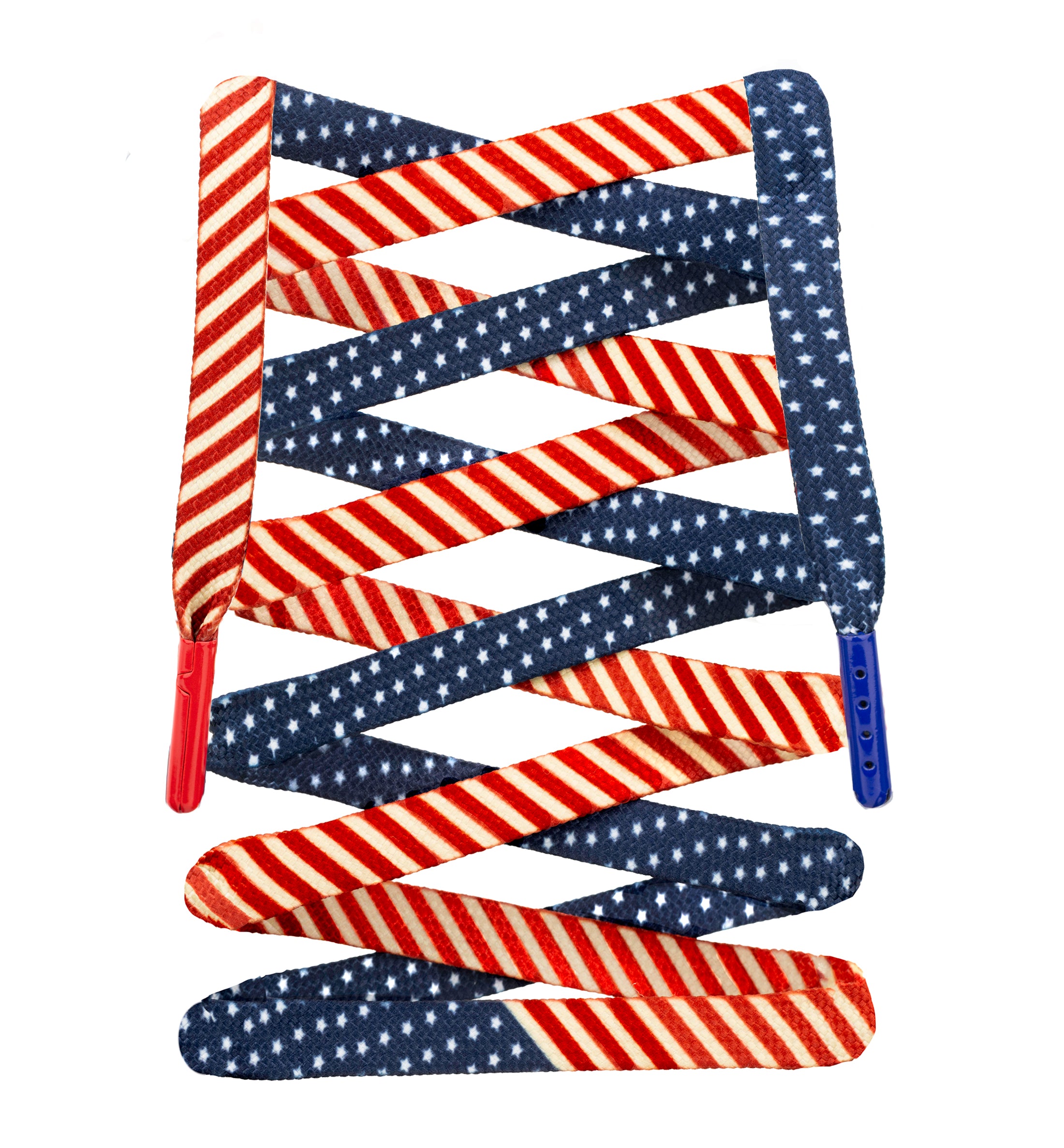 USA Flag Patriotic Shoelaces - Red White & Blue American Themed Shoelaces for Sneakers, Boots & Casual Shoes - Perfect for 4th of July, Memorial Day & Veterans Day