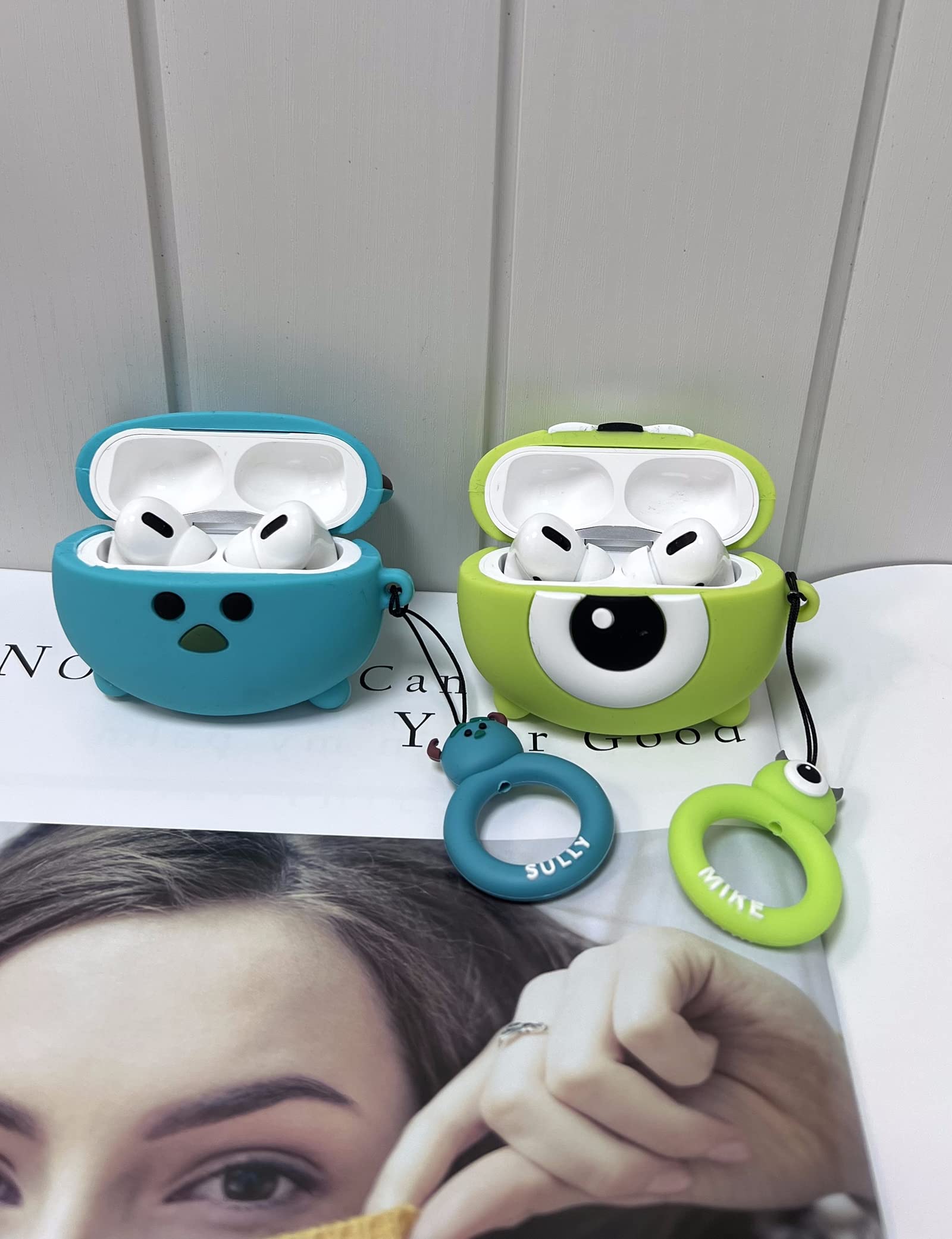 Cute Kawaii 3D Cartoon Monster Silicone Case for Apple AirPods Pro - Shockproof, Anti-Fall Protective Cover (Blue Monster Design) - Perfect for Travel, Gym & Everyday Use