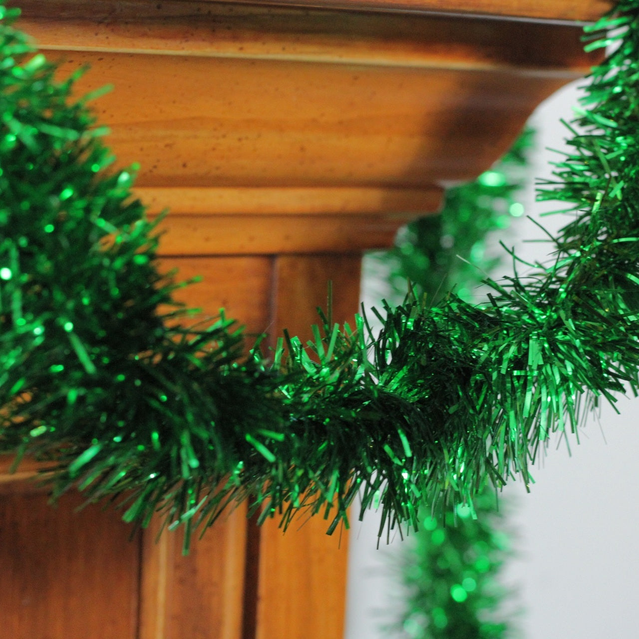 15' Green Tinsel Christmas Garland - Festive Holiday Decor for Tree, Mantel & Staircase | Indoor/Outdoor Xmas Decoration