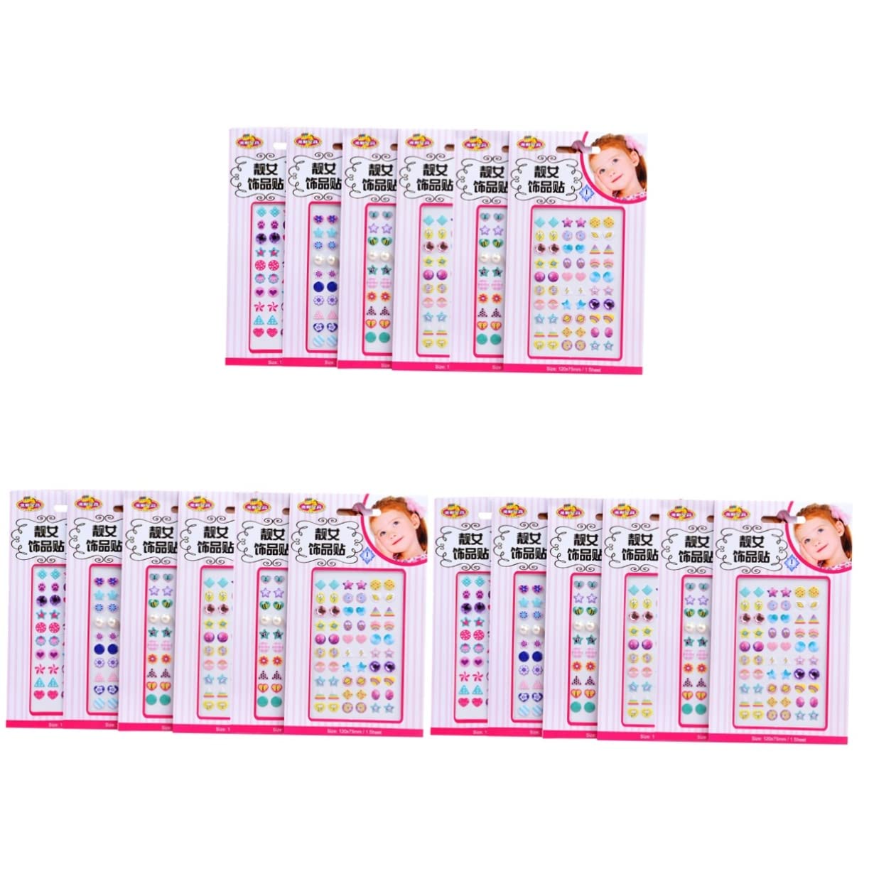 NUSITOU 18 Sheets 3D Gemstone Nail Stickers for Kids - Bulk Rhinestone Nail Art Decals, DIY Scrapbooking Stickers for Toddlers & Children | Perfect for Nail Salon, Birthday Parties & Craft Projects