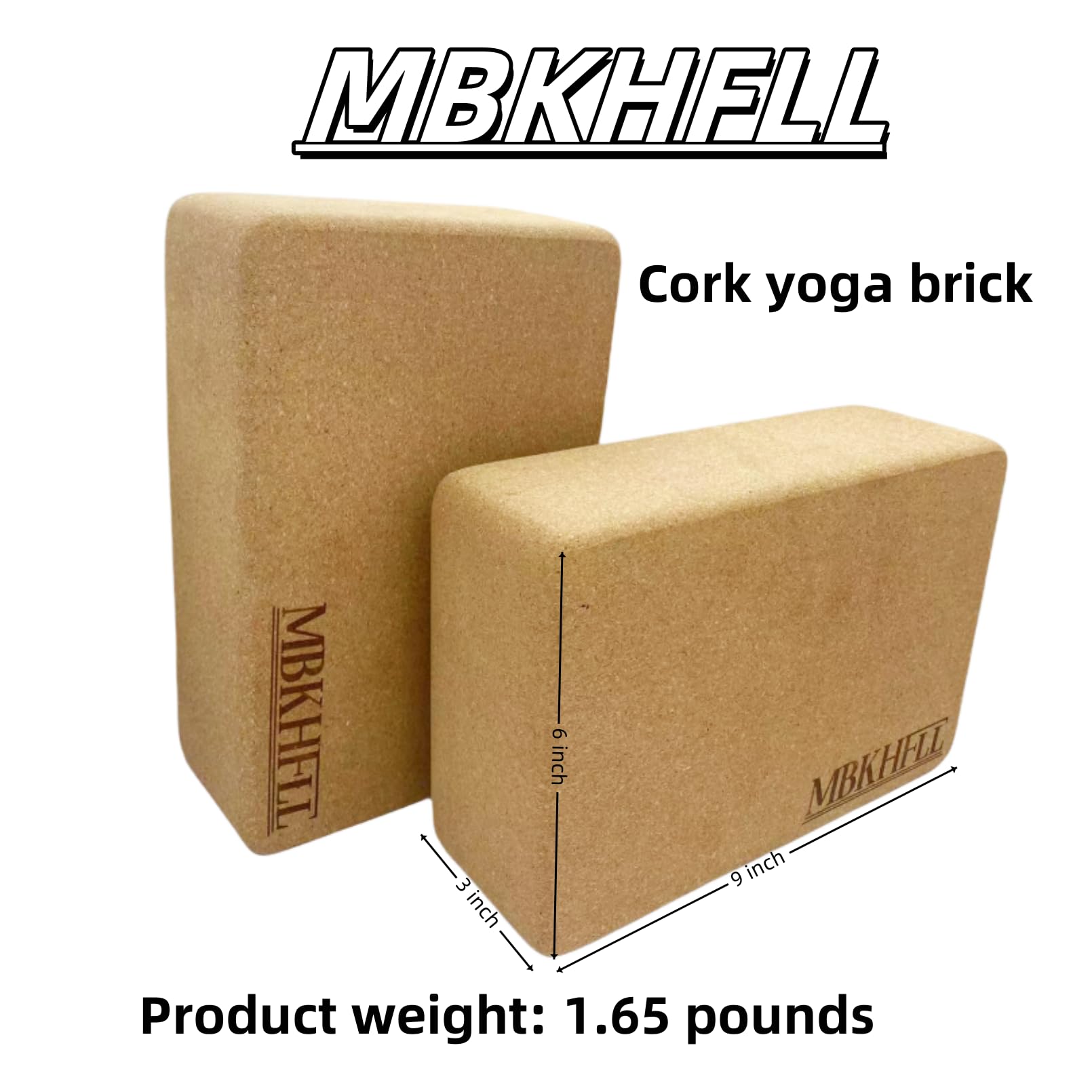 Premium Cork Yoga Blocks - 1 Pack High Density Non-Slip Eco-Friendly Yoga Blocks for Women & Men - Ideal for Yoga, Pilates, Stretching & Meditation - Perfect for Home, Studio & Gym Workouts