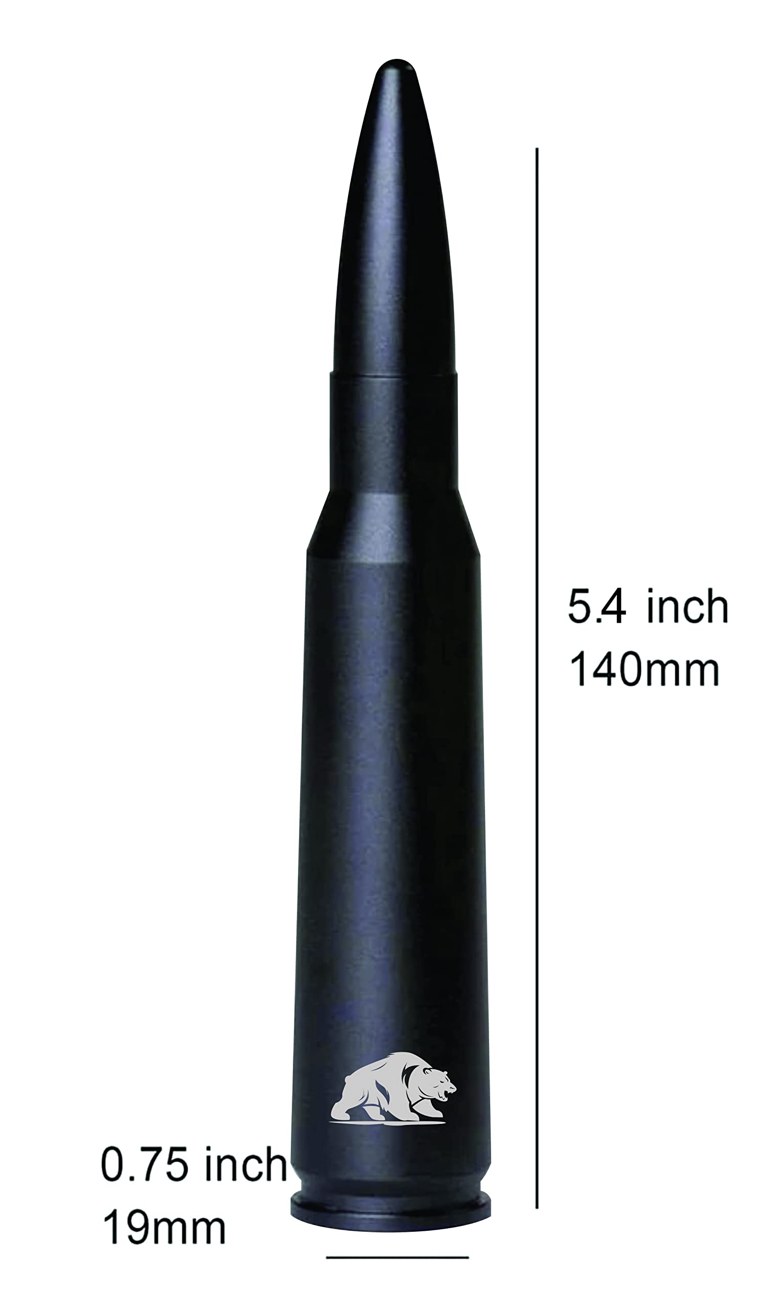 50 Cal Bullet Antenna for Jeep Wrangler JK JL & Gladiator (2007-2022) - Durable 6061 Billet Aluminum Construction in Frosted Black - Off-Road & Military Style Accessory for Jeep Enthusiasts