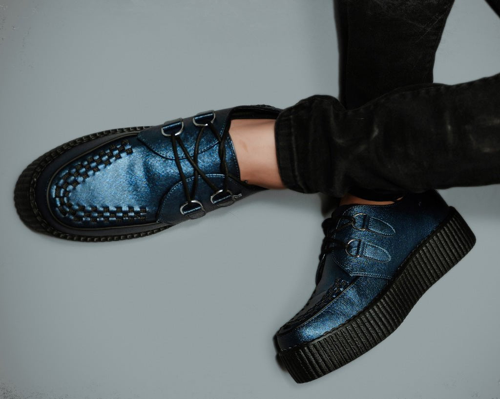 Midnight Metallic Viva Mondo Creeper Shoes - Stylish Platform Sneakers for Women, Comfortable & Trendy Streetwear Fashion (Perfect for Casual Outfits, Night Out, and Urban Style)