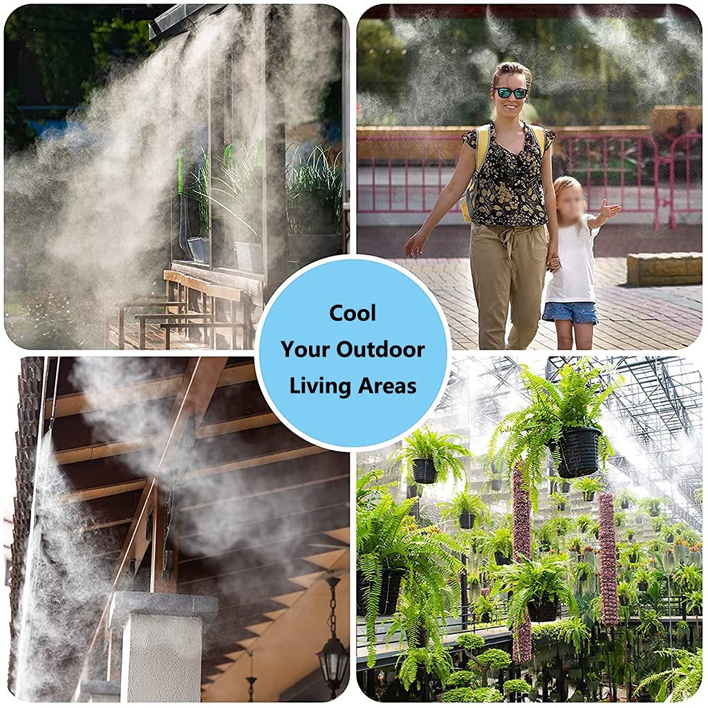 Outdoor Cooling Fan Mist Kit with Brass Nozzles - 12m Home Irrigation Sprinkler System for Patio, Lawn, Garden & Greenhouse | Black Color | Perfect for Summer Backyard Cooling and Plant Hydration