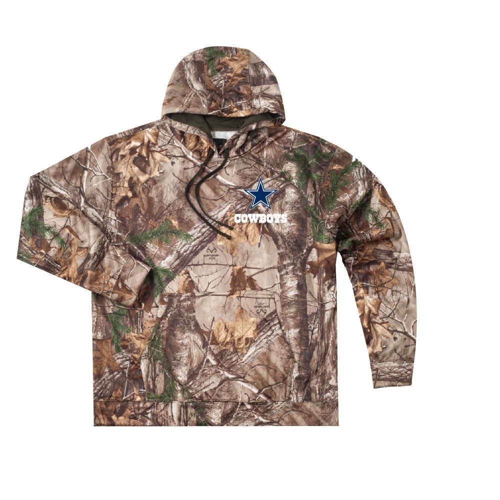 Dunbrooke Men's Realtree Camo NFL Trophy Tech Fleece Full-Zip Hoodie - Warm Hunting Jacket for Outdoor Sports & Casual Wear