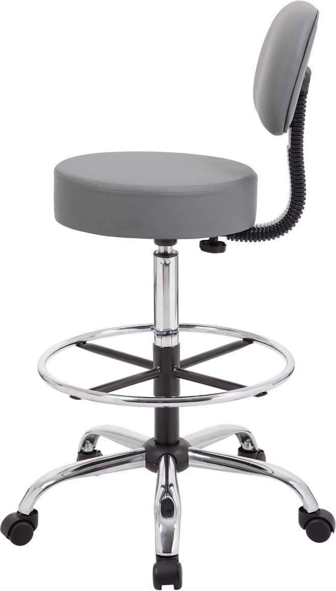 Ergonomic Boss Caressoft Medical Drafting Stool with Adjustable Height & Lumbar Support Back Cushion [B16245 BG] - Perfect for Doctors, Dentists, Tattoo Artists & Home Office Workspaces