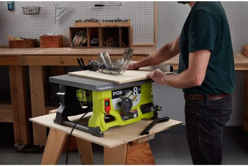 RYOBI 13 Amp 8-1/4 Inch Compact Portable Corded Jobsite Table Saw - Professional Woodworking Tool for DIY Projects & Home Renovations (Renewed)