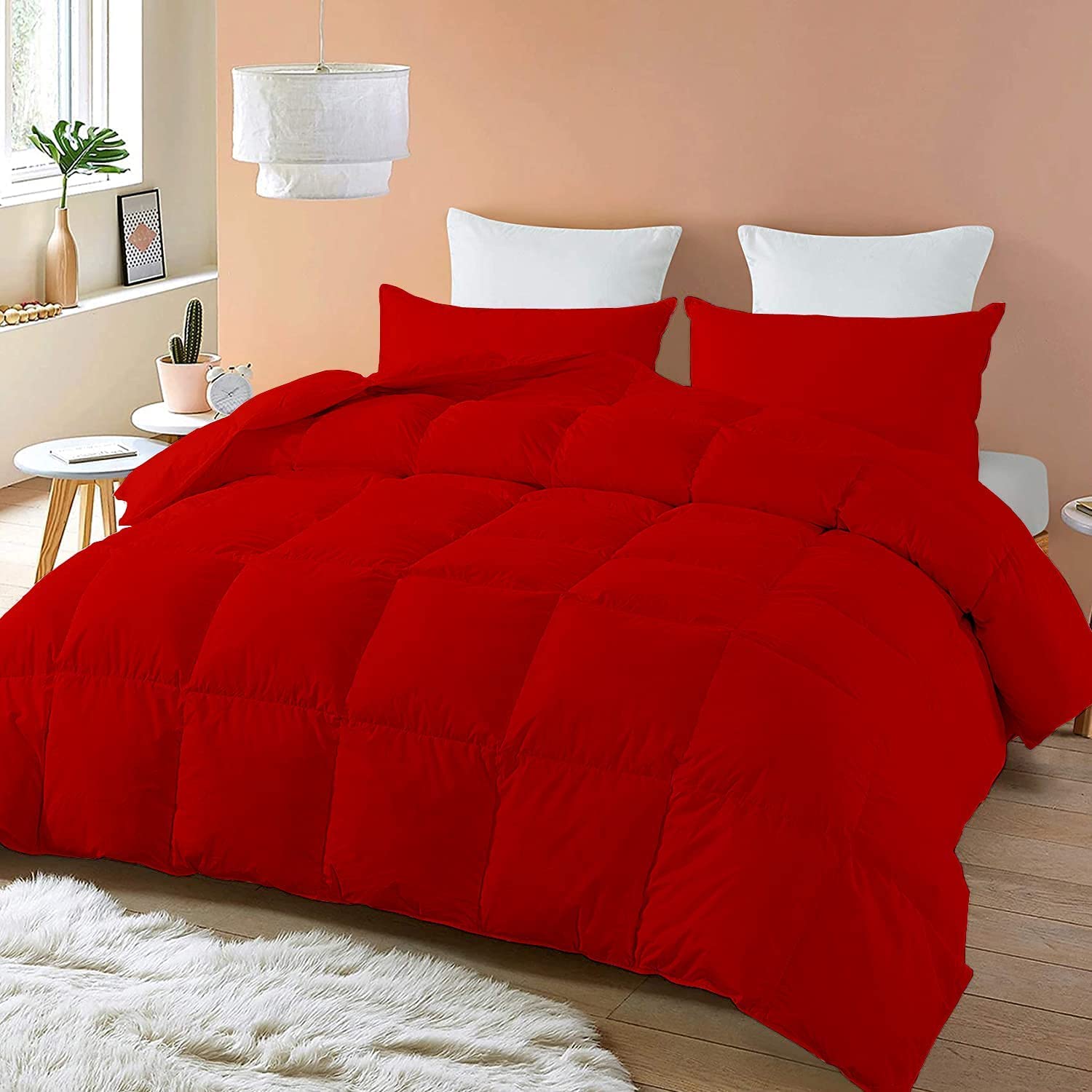Luxury King Size Hotel Quality Ultra Soft Organic Cotton All-Season Quilted Comforter with Corner Tabs - 400 GSM 800 Thread Count Down Alternative Bedding - Perfect for Master Bedroom, Guest Room & Cozy Winter Nights