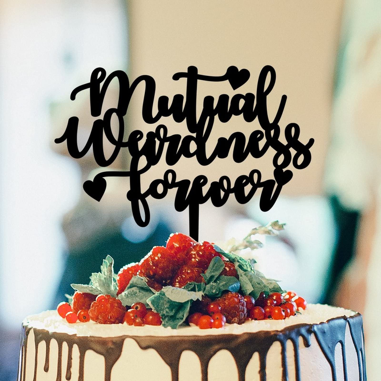 Mutual Weirdness Forever Acrylic Wedding Cake Topper - Mr & Mrs Bride and Groom Cake Decoration - Elegant Black Couple Cake Topper for Wedding Anniversary Gift | Perfect for Wedding Cakes, Anniversary Celebrations, and Romantic Couple Gifts