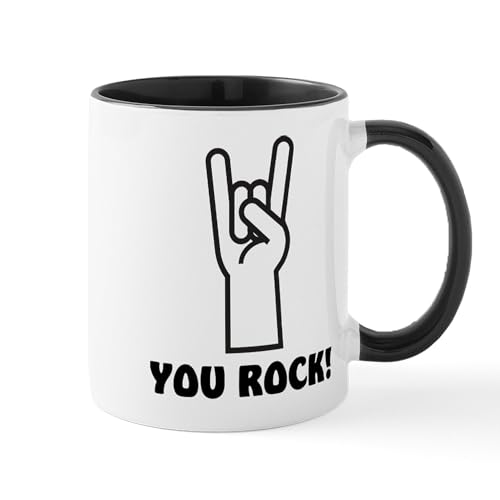 White/Black Inside - You Rock Hand Mug