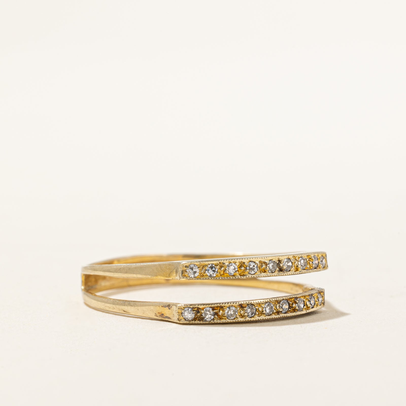 0.12ctw Open Double Row Diamond Ring - Size 9.25 | Elegant Wedding Band, Anniversary Gift for Her | Perfect for Engagement, Proposal & Special Occasions