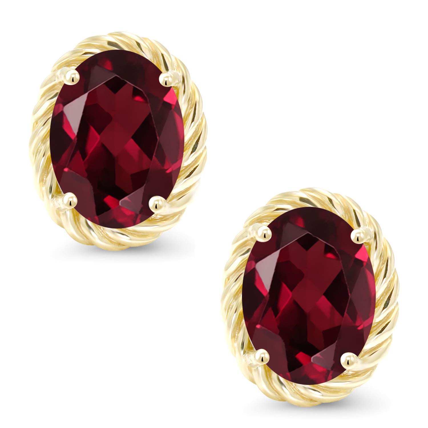 14K Yellow Gold 8X6MM Oval Birthstone Earrings for Women & Men | Gemstone Jewelry Gift for Anniversary, Birthday & Special Occasions | Gem Stone King