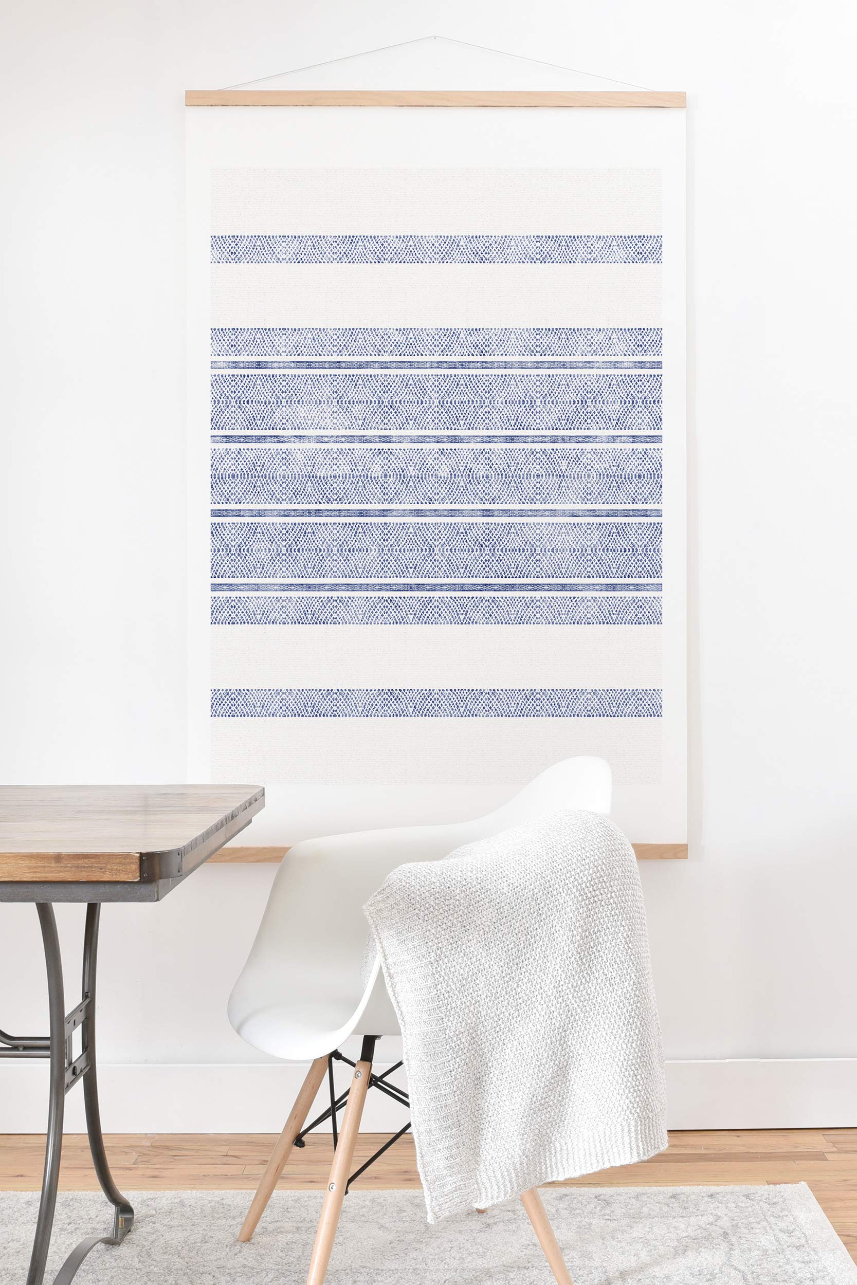 Holli Zollinger Capri Stripes Blue Art Print with Hanger - 40x60 Inches Wall Decor for Living Room, Bedroom & Office - Modern Abstract Canvas Painting for Home & Office Decoration