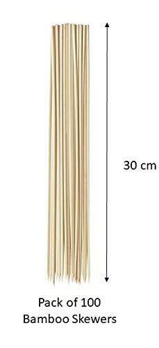 Premium 30cm Bamboo Skewers for Grilling - Pack of 100 | Chef Aid BBQ Skewers for Kebabs, Fruit, Meat & Vegetables | Perfect for Outdoor Cooking, Camping & Party Food