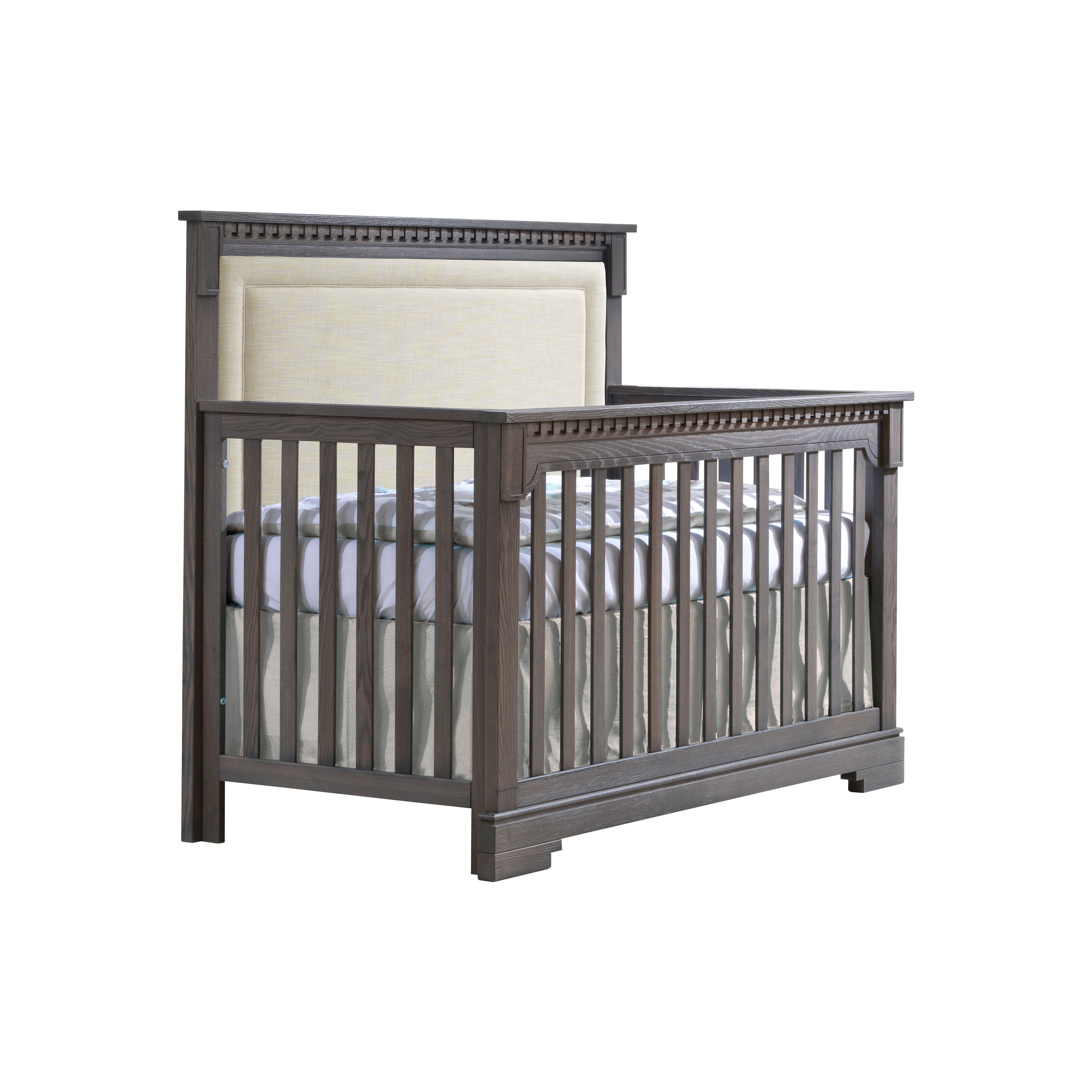 Natart Ithaca 5-in-1 Convertible Crib with Upholstered Panel - Nursery Furniture for Baby to Toddler Bed Transition - Perfect for Modern Nurseries & Daycare Centers