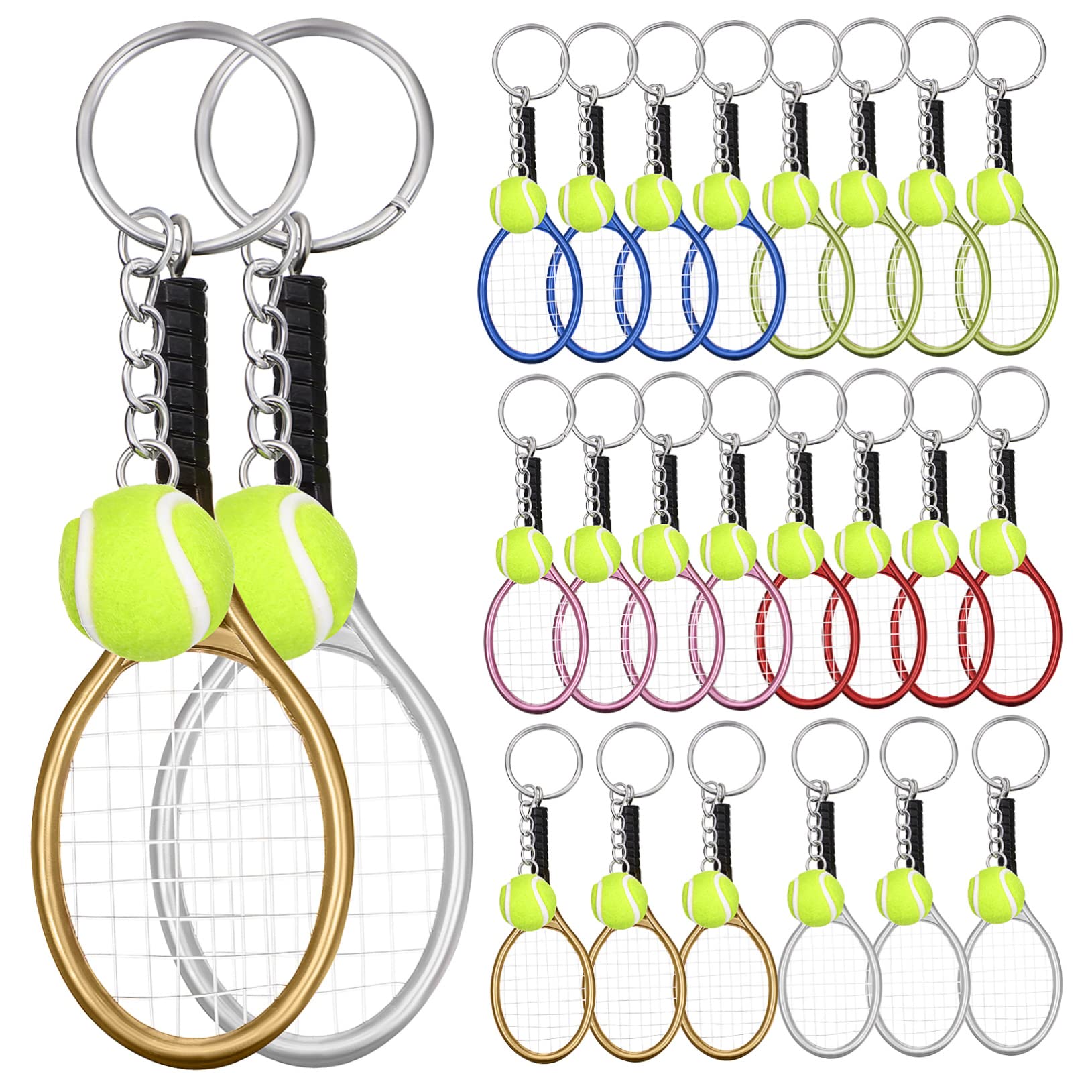 FOYTOKI 48 Pcs Tennis Keychain Set - Athlete Keyring Accessories for Women, Mini Flocking Car Keychains - Perfect for Tennis Lovers, Sports Gifts & Everyday Use