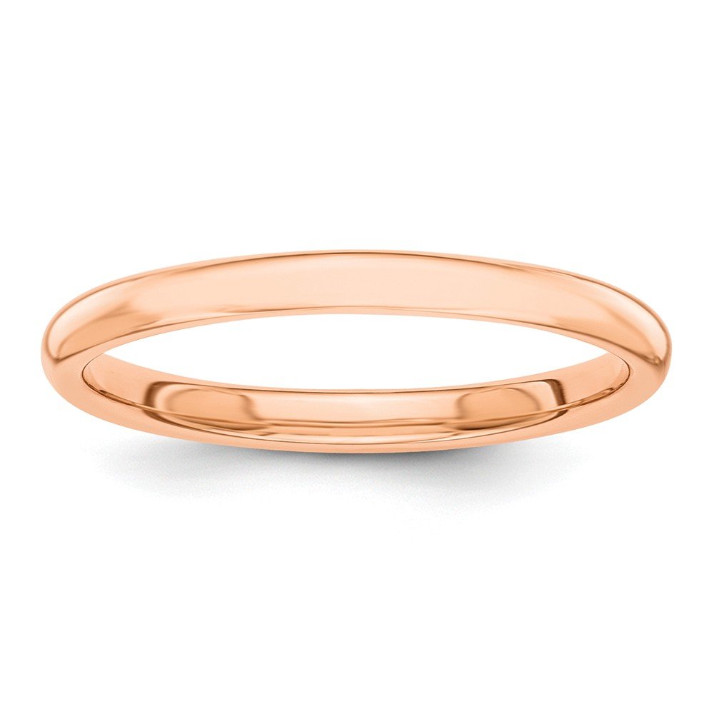 14k Rose Gold Polished 2mm Wedding Band Ring for Women - Dainty Thin Stackable Ring for Bridal, Anniversary, or Everyday Wear | Jewelry by Lux