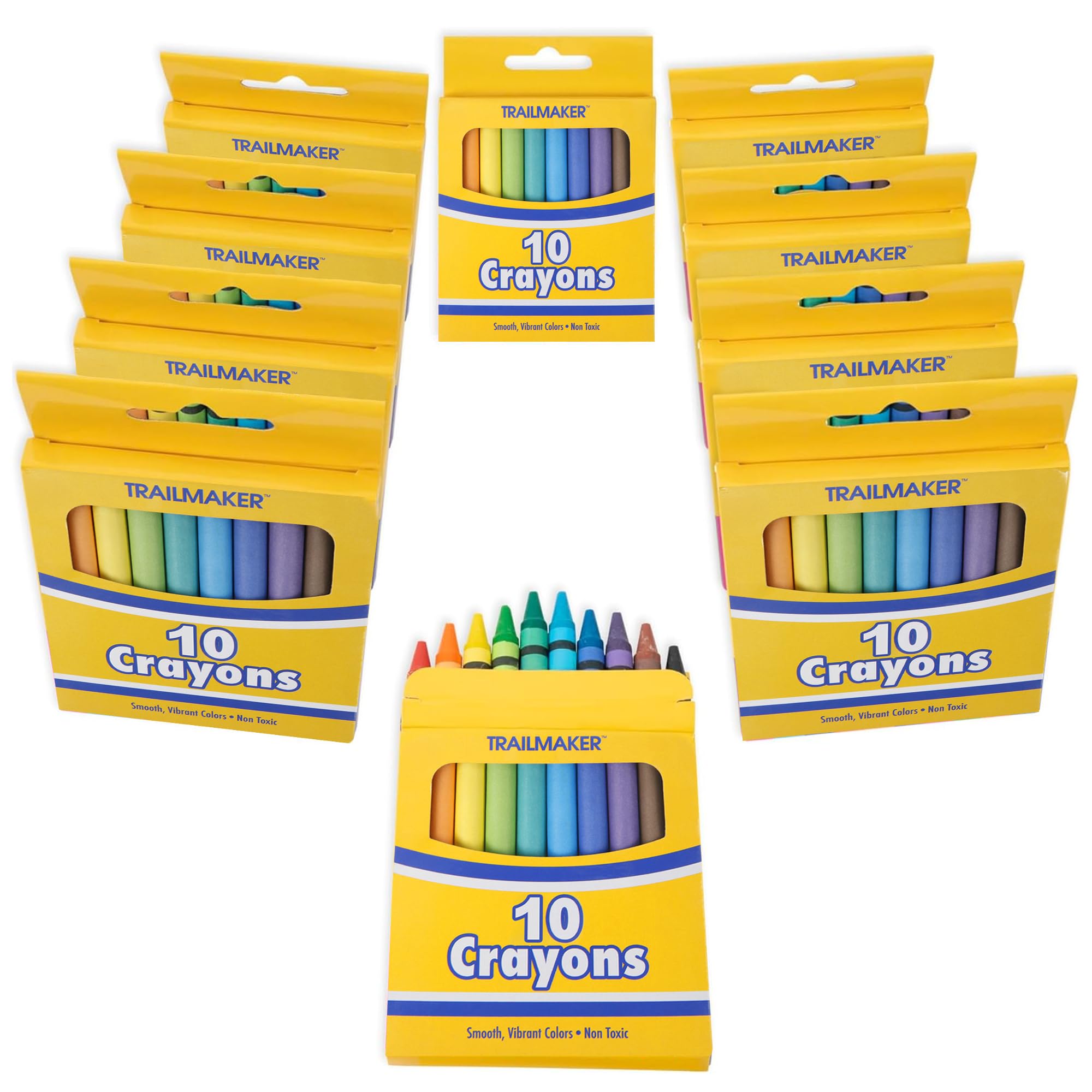 100-Pack Bulk Crayons for Kids - Bright Wax Coloring Crayons (10 Per Box) - Perfect for Classroom Art Supplies, Birthday Party Favors & Kids' Creative Activities