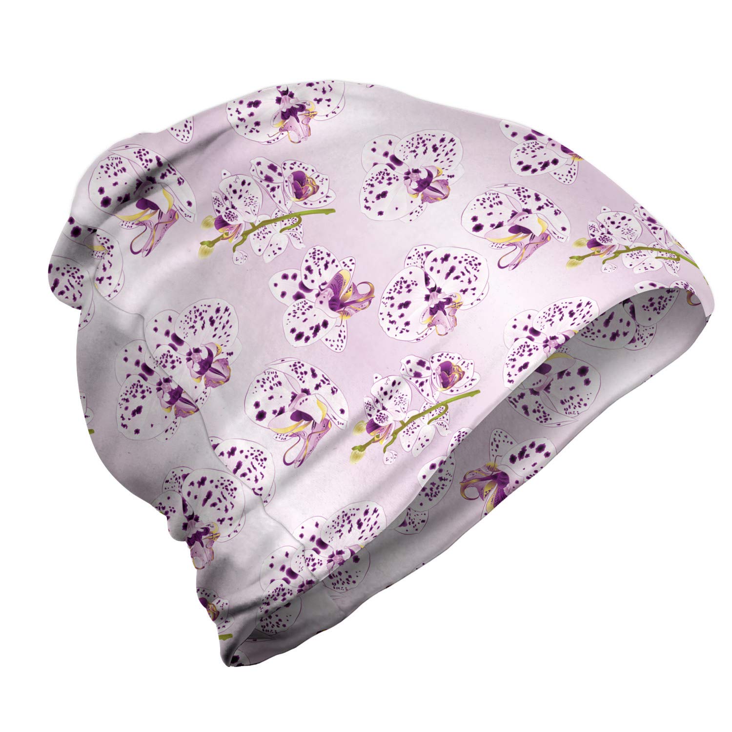 Ambesonne Unisex Winter Beanie Hat - Wild Exotic Phalaenopsis Orchid Design - Soft Knit Skull Cap for Men & Women - Perfect for Hiking, Camping, and Outdoor Winter Activities