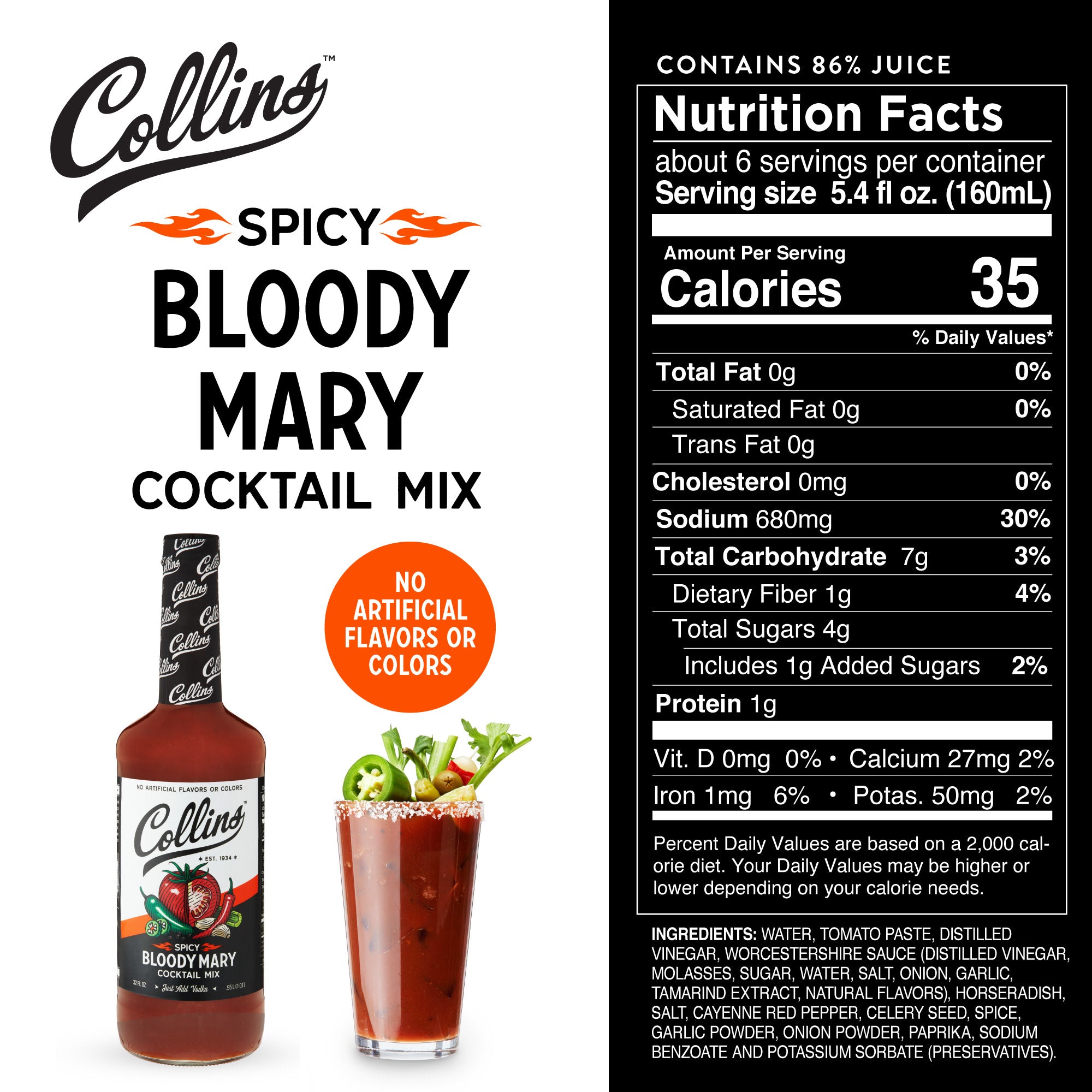 Best Spicy Bloody Mary Cocktail Mix - Premium Tomato Juice Blend with Bold Seasonings - Perfect for Brunch, Parties & Home Bars (16oz Bottle)