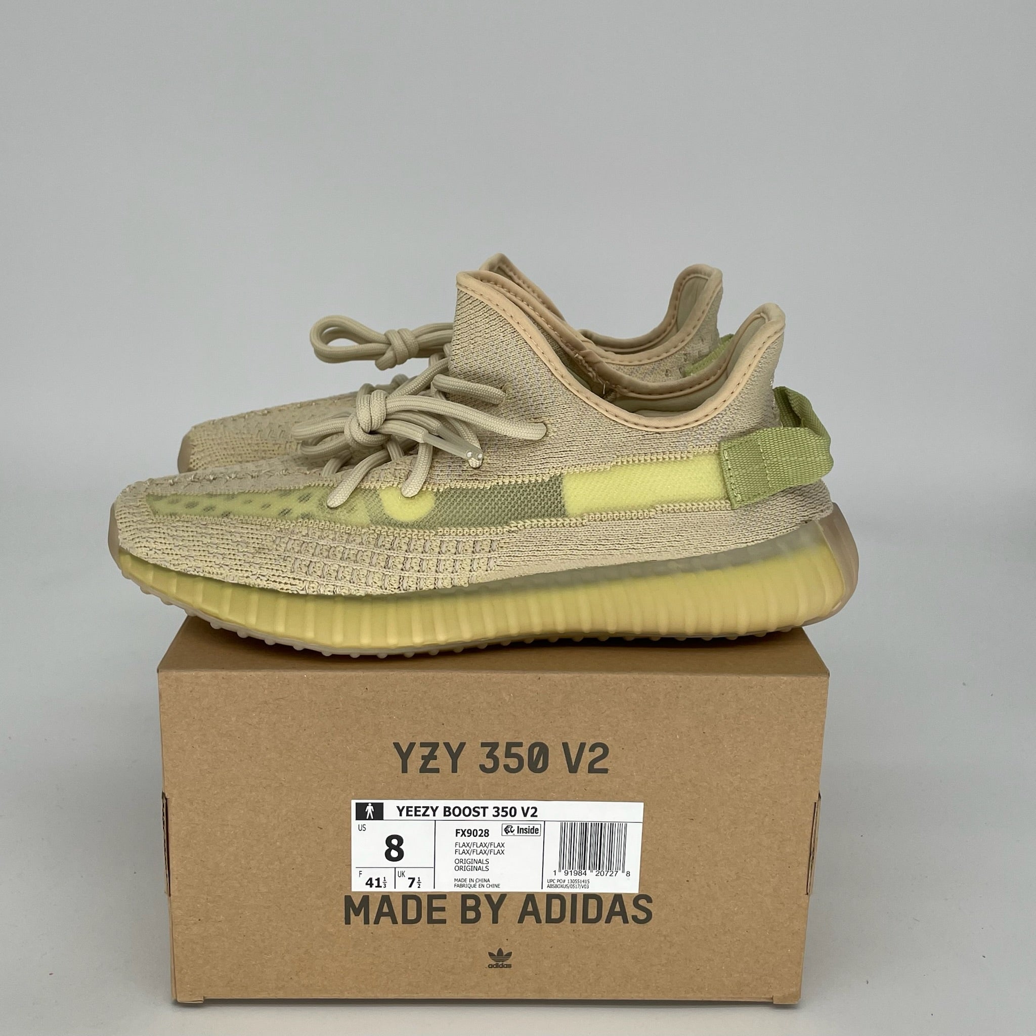 Adidas Yeezy Boost 350 V2 Flax - Men's Size 8 Sneakers FX9028 | Comfortable Running Shoes for Casual Wear & Gym Workouts