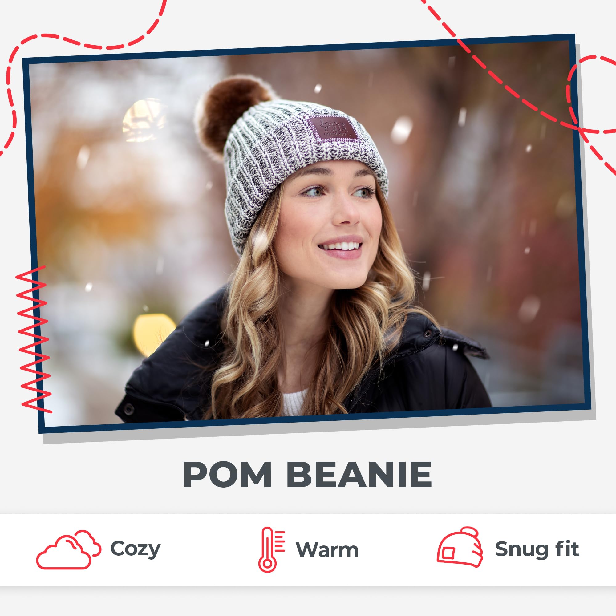 Love Your Melon Beanie for Women & Men - 100% Soft Cotton Stretchable Pom Knit Winter Hat - Thick & Stylish Unisex Beanie for Cold Weather - Perfect for Skiing, Snowboarding & Outdoor Activities