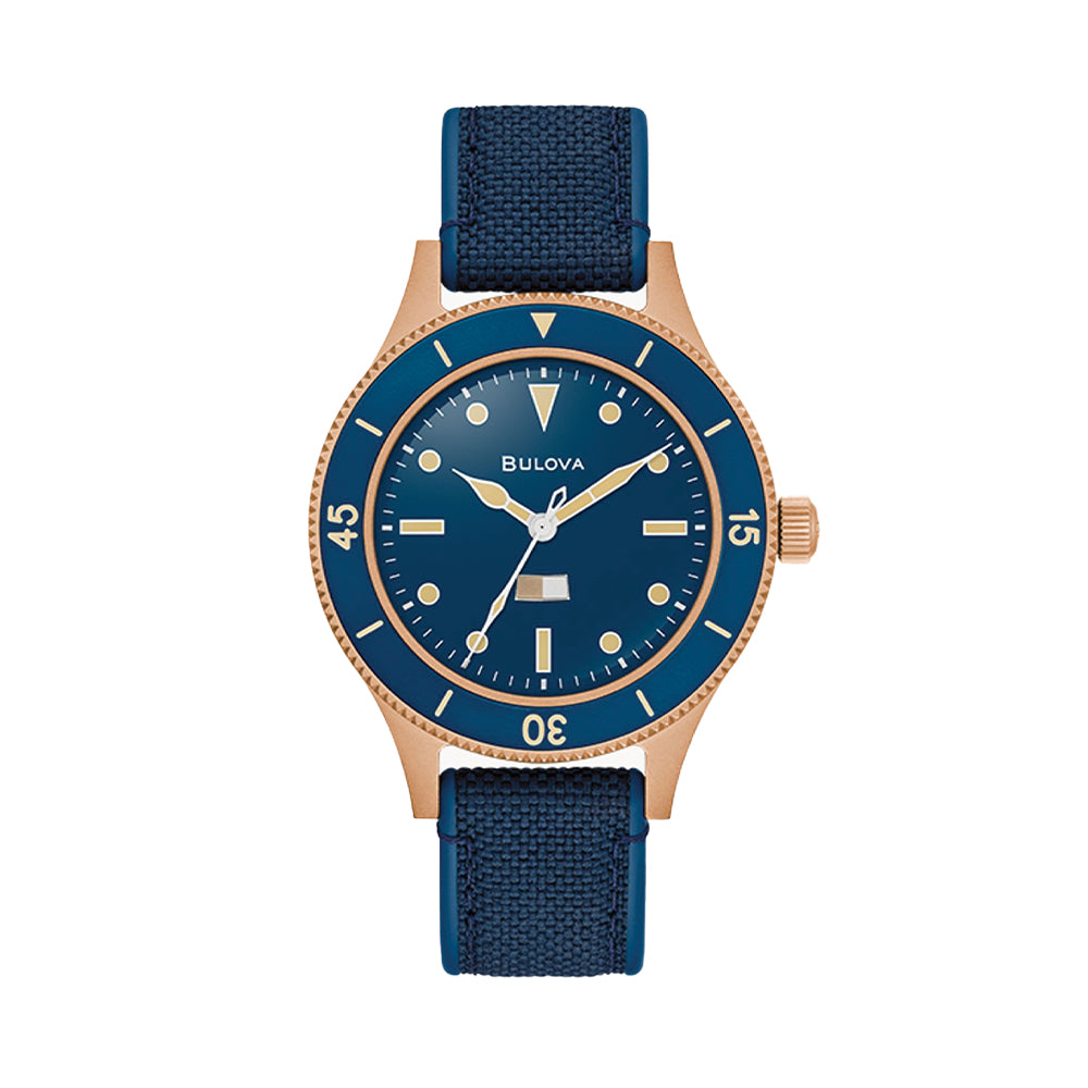 MIL SHIPS Bronze Special Edition 41mm Blue Dial Men's Watch with Leather Strap - Perfect for Diving, Casual Wear & Luxury Gift Giving