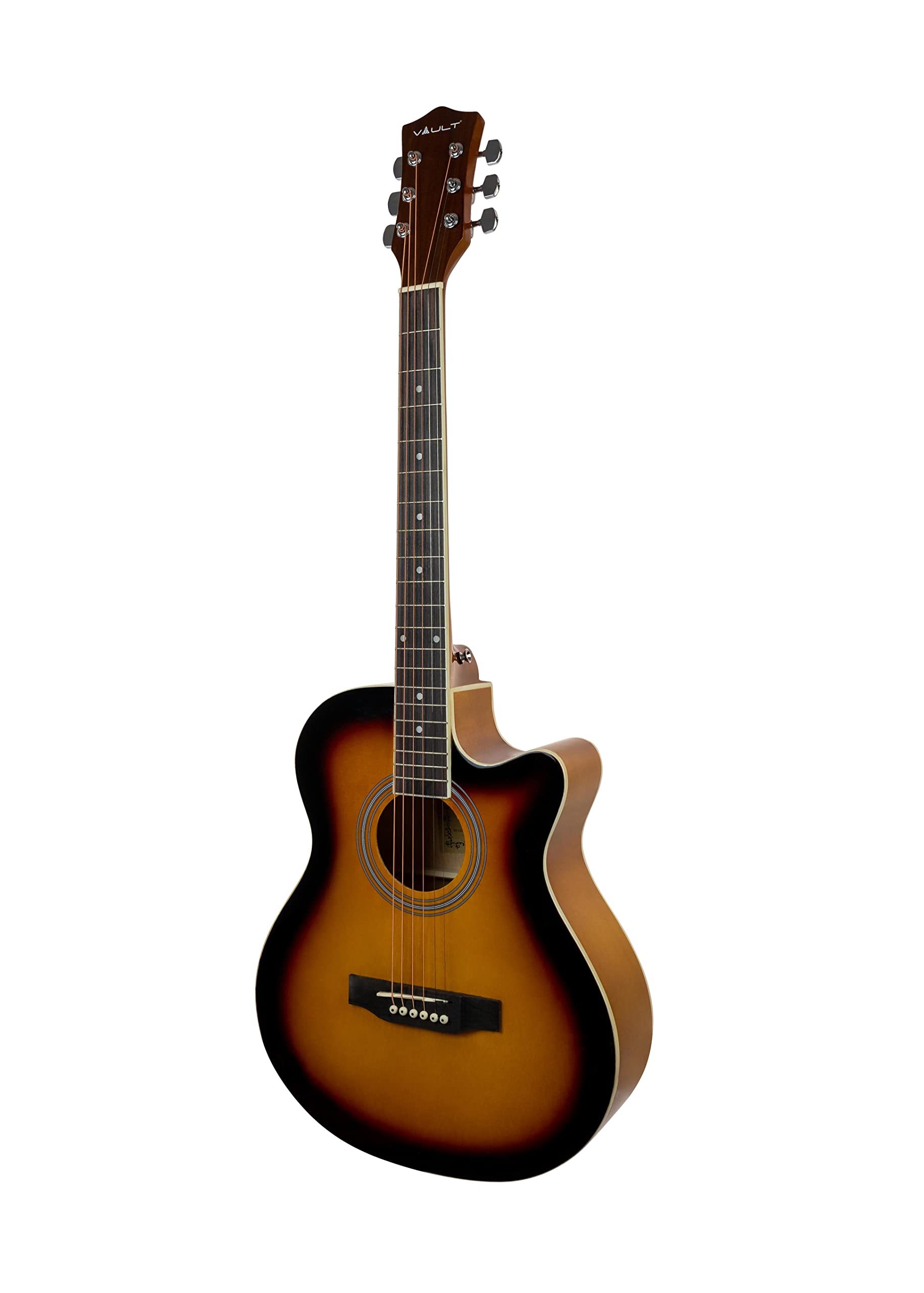 Vault EA-20CE Cutaway Acoustic-Electric Guitar Sunburst Bundle with Gig Bag, Tuner, Strap, Strings, Cable, Picks, DVD & Cloth - Perfect for Live Performances, Studio Recording & Traveling Musicians